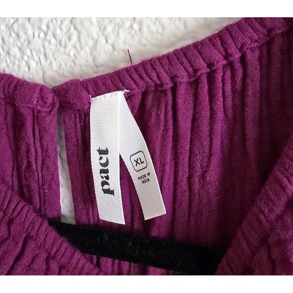 Pact 100% Organic Cotton Coastal Double Gauze Lavender Midi Dress Size XL - Picture 3 of 10